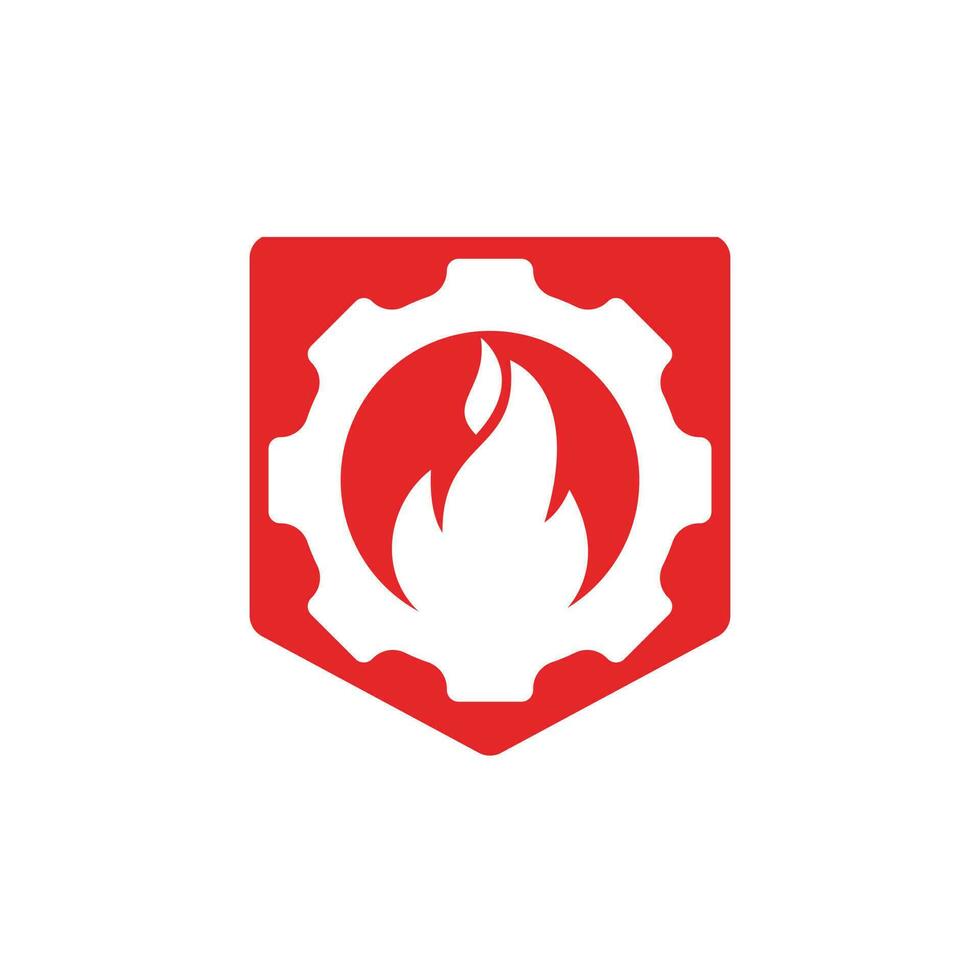Gear and fire vector logo design template.