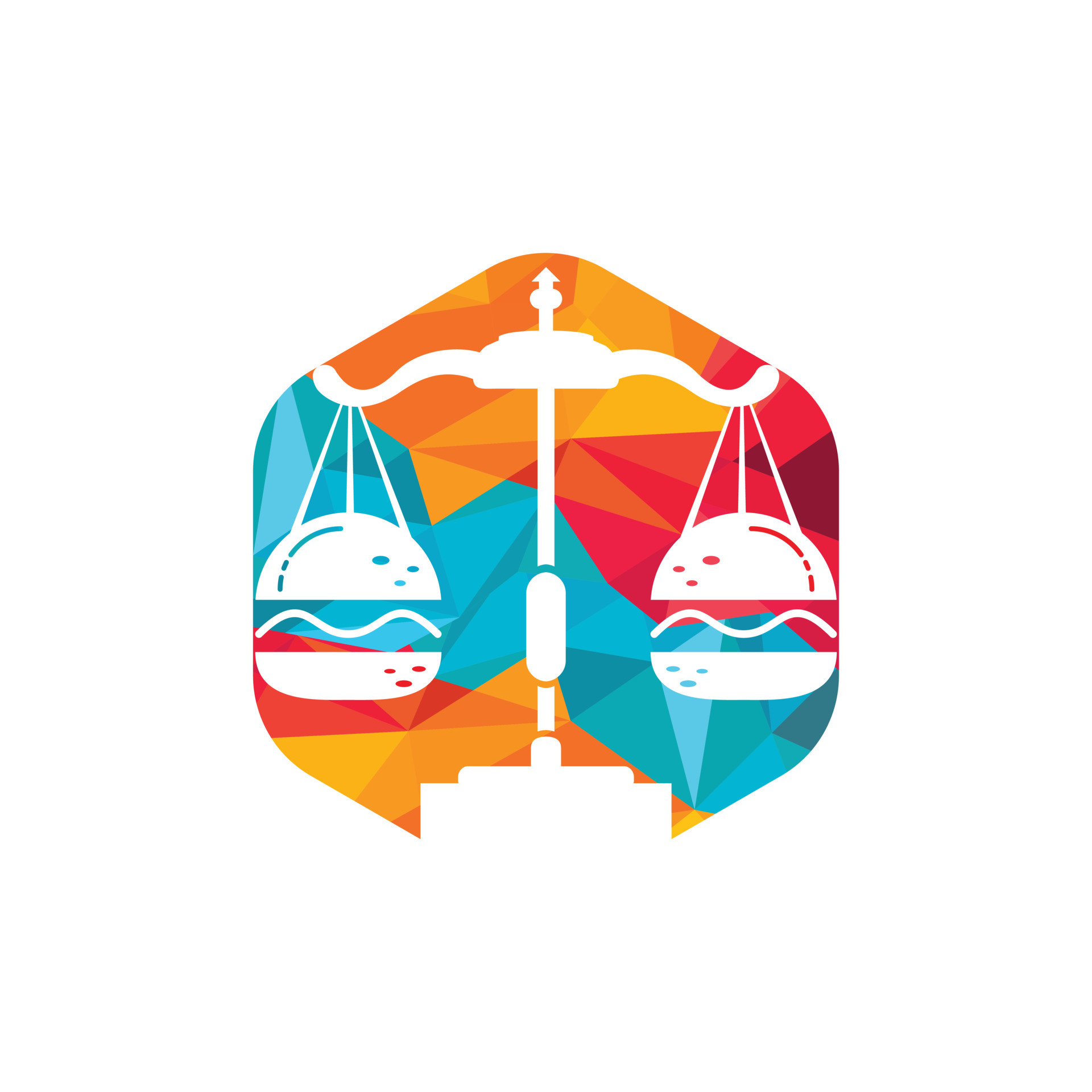 Food law vector logo design template. Law balance and burger icon