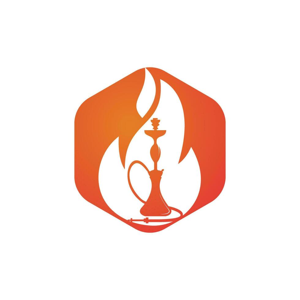 Hookah fire vector logo design. Arabian bar or house, shop vector design template.