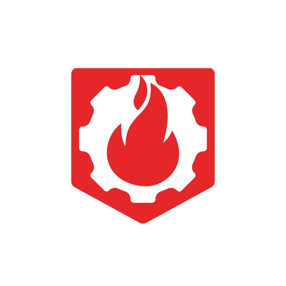 Gear and fire vector logo design template.