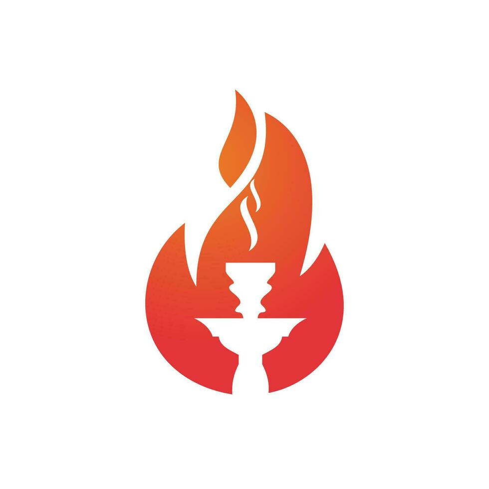 diseño del logotipo del vector de fuego de la cachimba. barra árabe o casa, plantilla de diseño de vector de tienda.