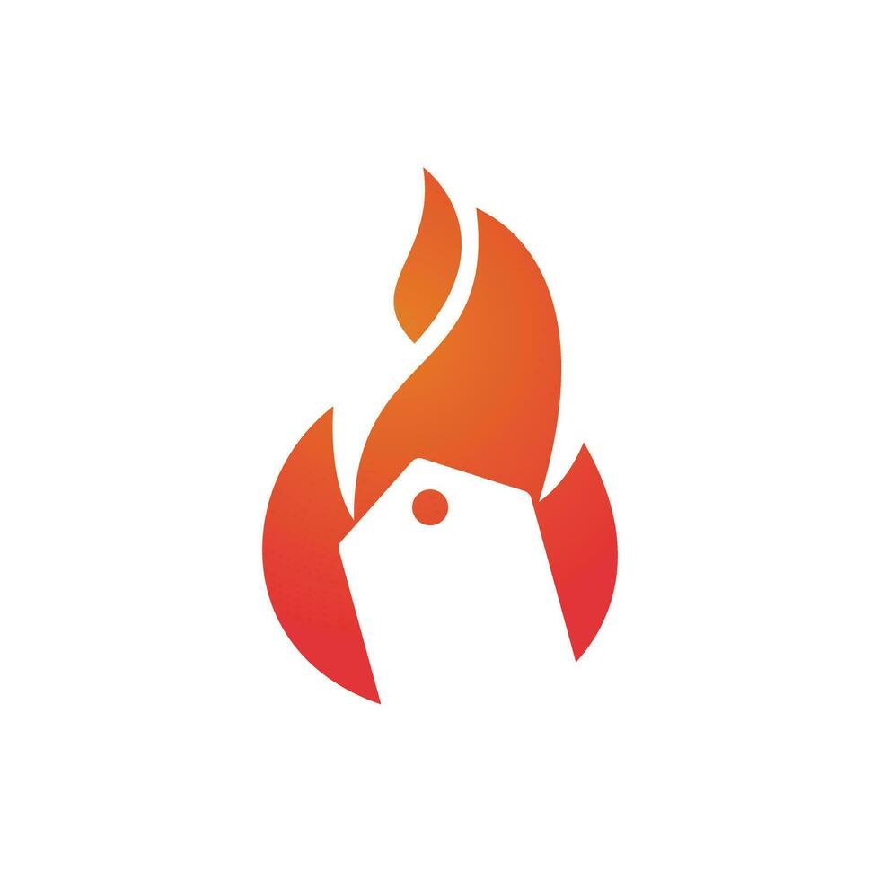 Hot deals vector logo design template. Fire and shopping icon design.