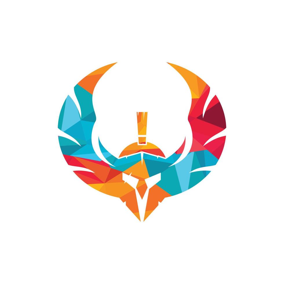 Spartan warrior with wings vector logo design. Warrior knight logo concept design.