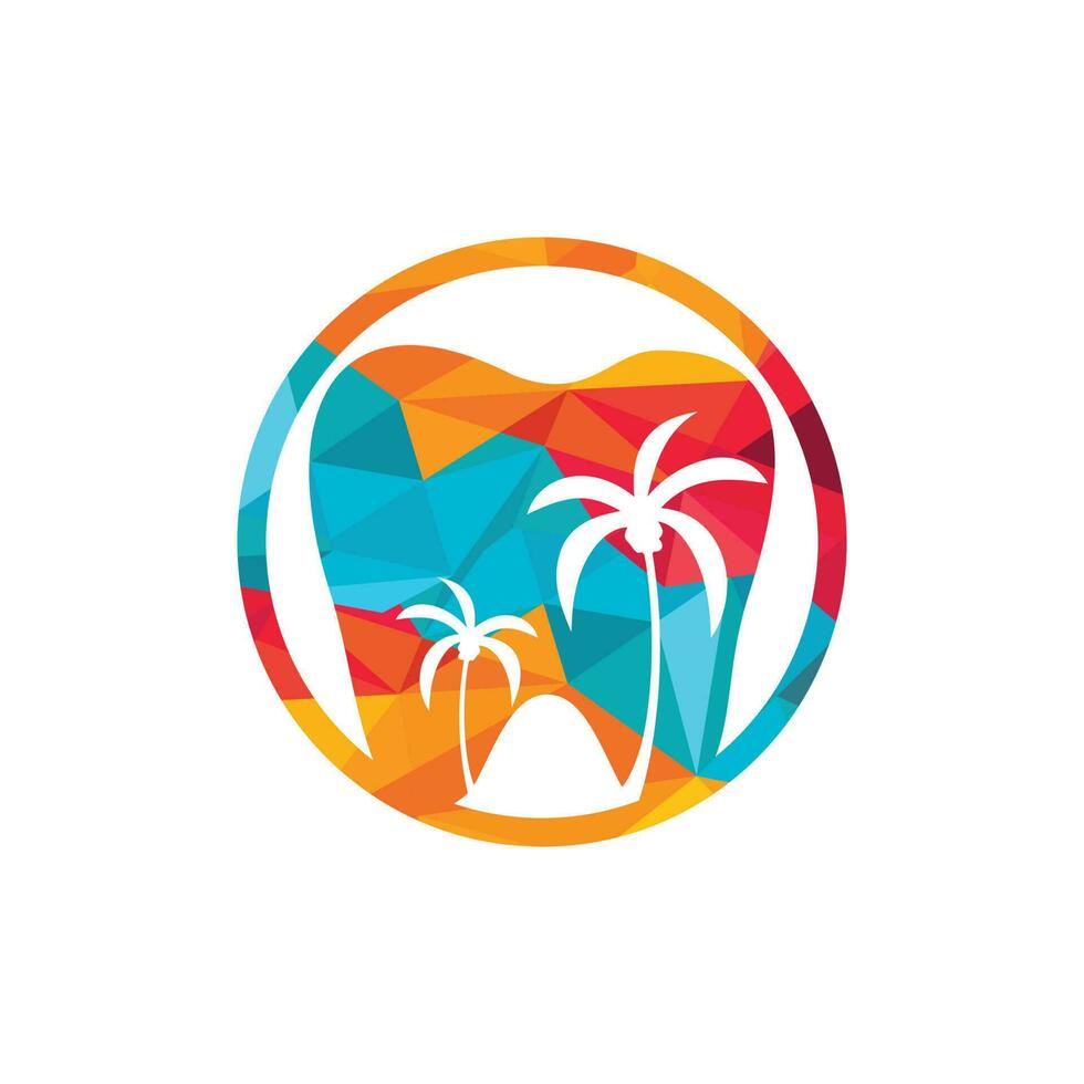 Dental clinic dentistry logo design. Dental logo with the concept of tropical island. vector