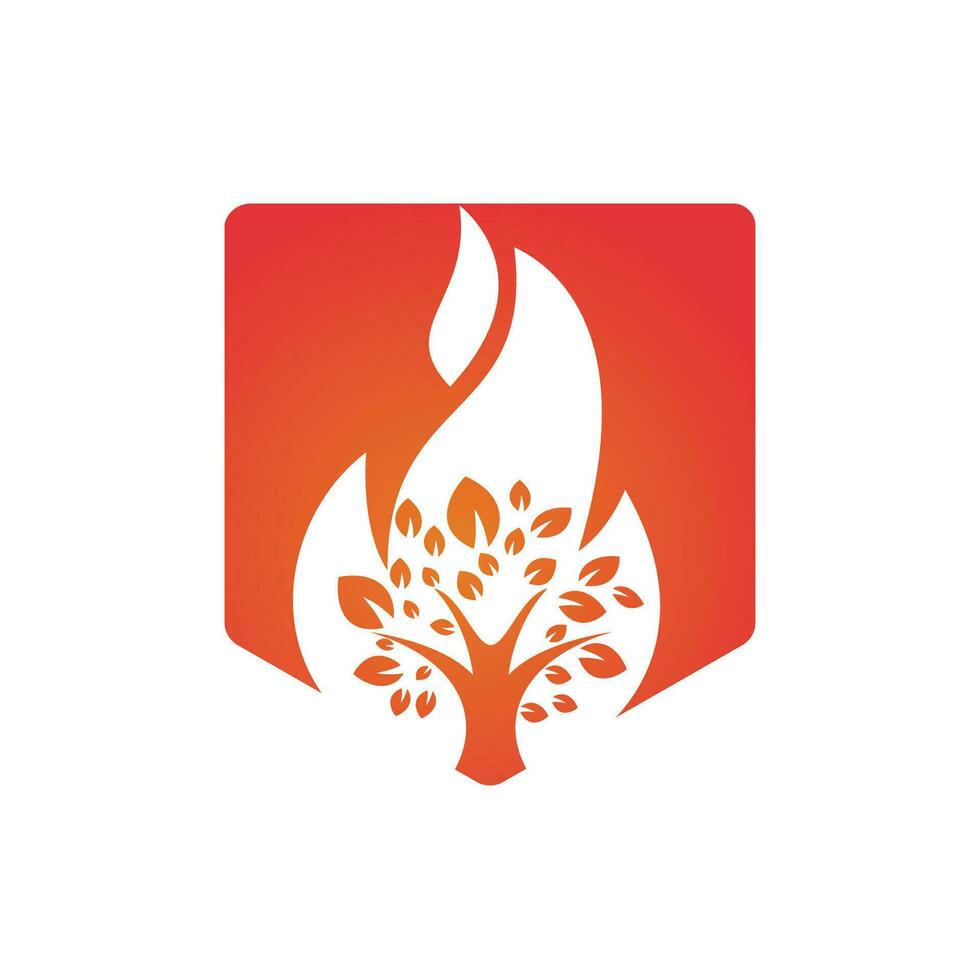 Fire Tree vector logo design template.