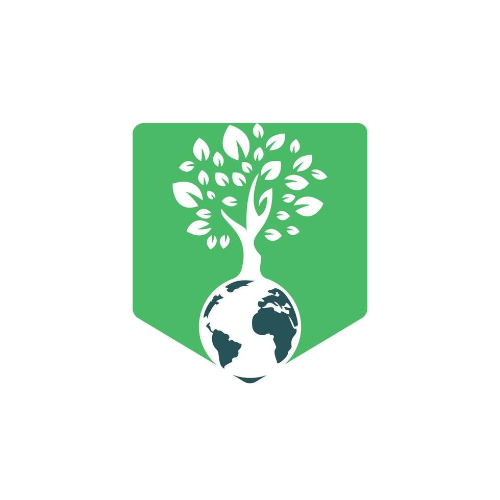 Globe tree vector logo design template. Planet and eco symbol or icon.