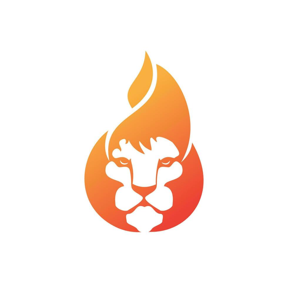 Lion fire vector logo design template. Creative lion fire or lion flame logo design concept.