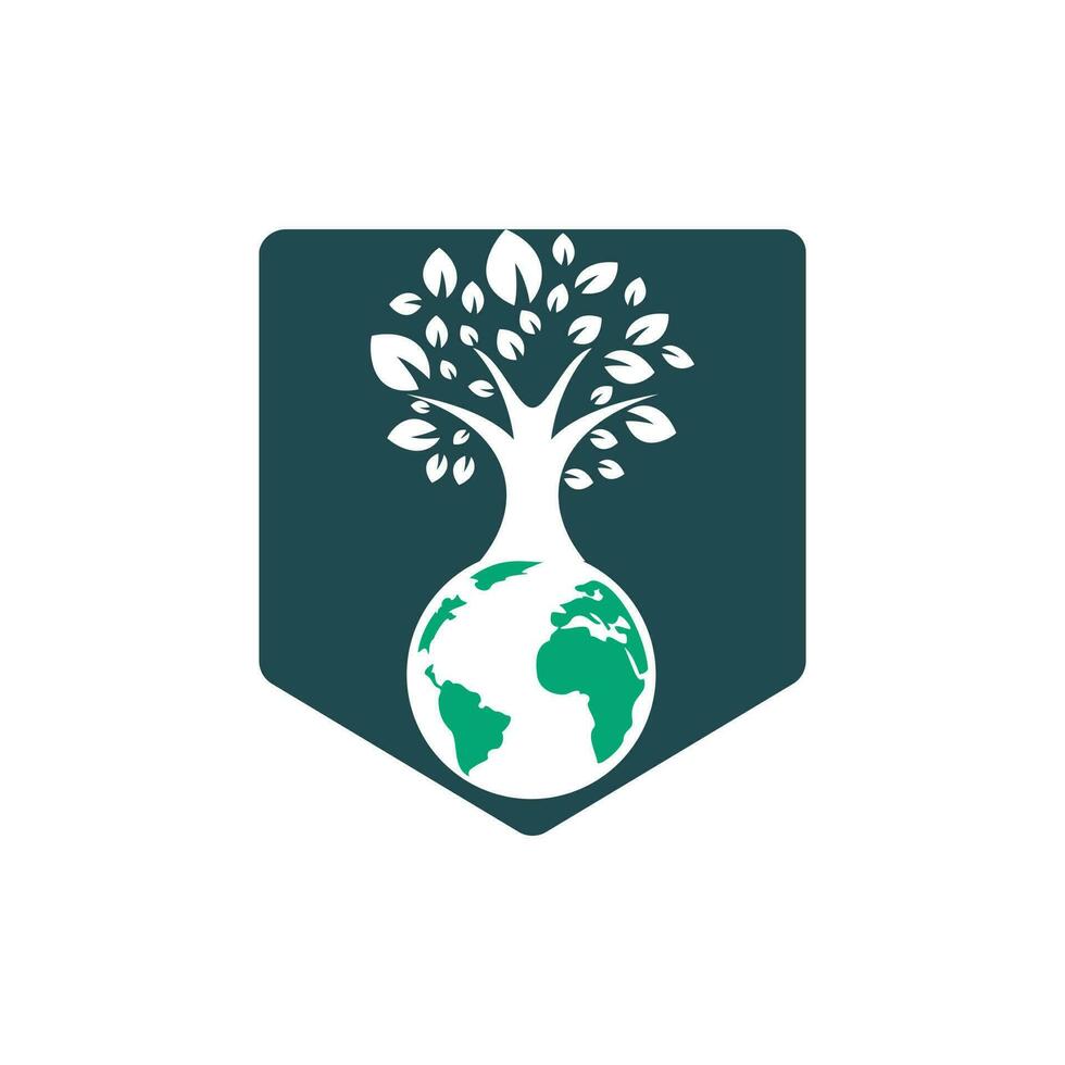 Globe tree vector logo design template. Planet and eco symbol or icon.