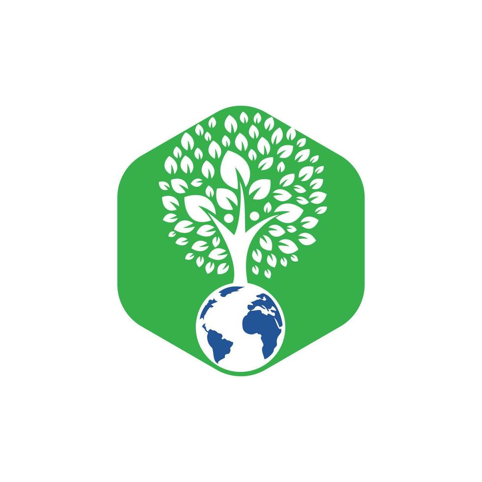 Global human tree vector logo design template.
