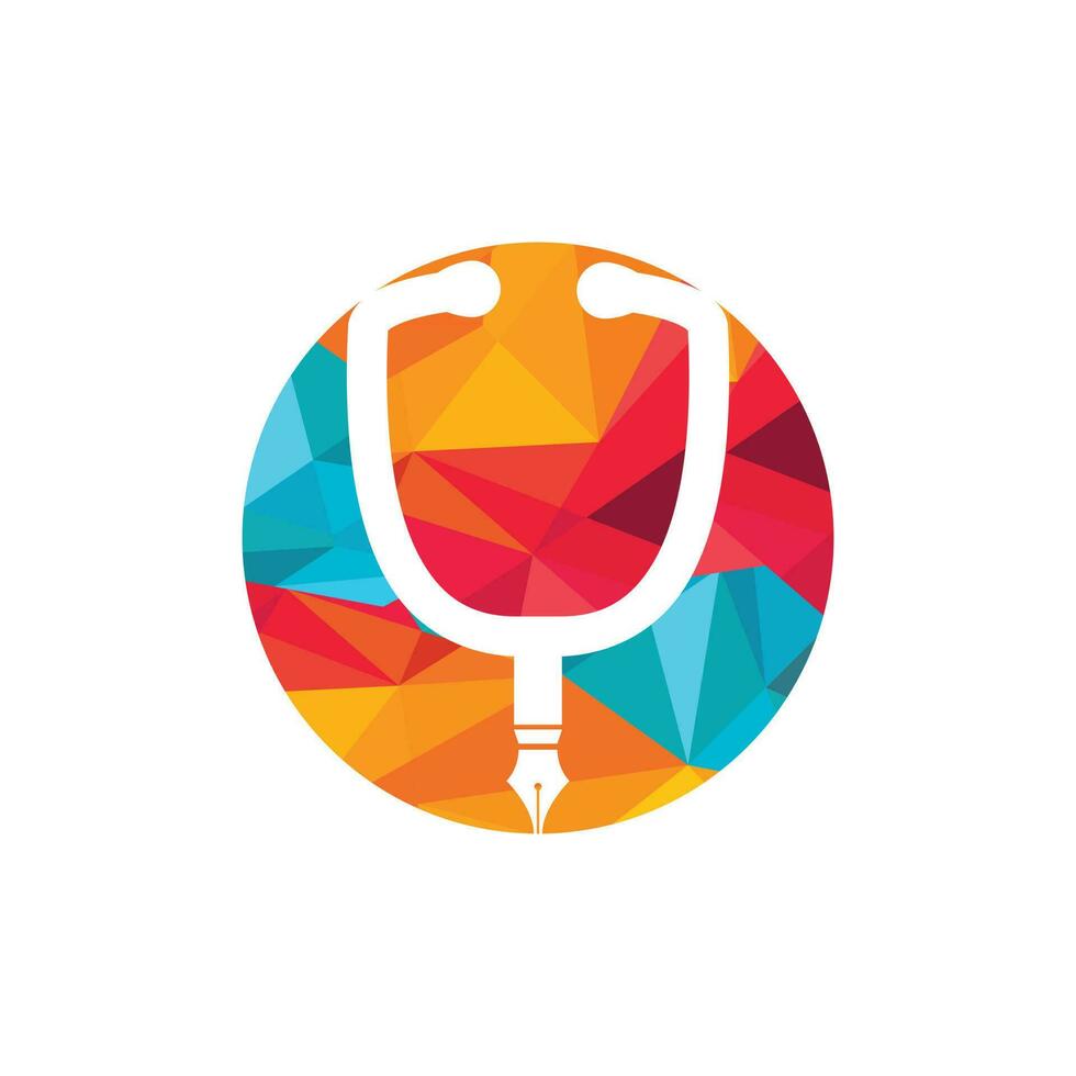 diseño del logotipo del vector de educación médica. punta de pluma y diseño de icono de vector de estetoscopio.