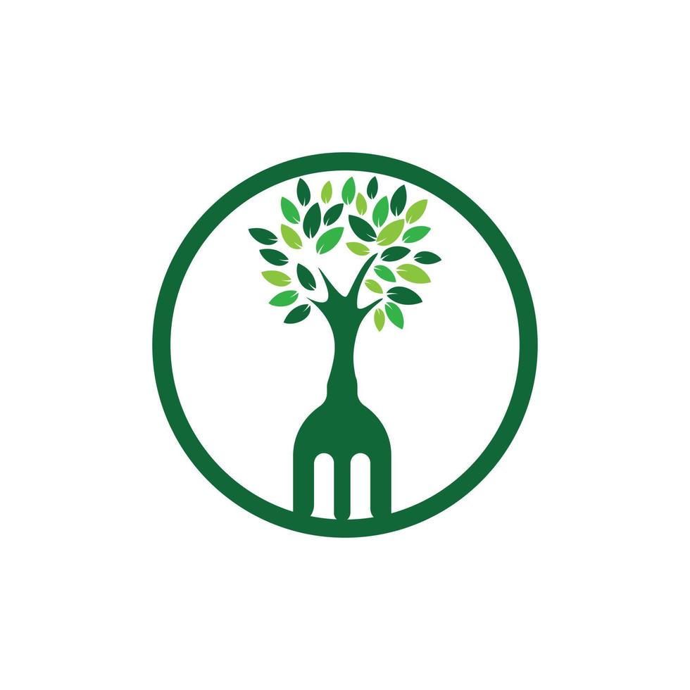 diseño de logotipo de vector de árbol de horquilla. concepto de logotipo de restaurante y agricultura.