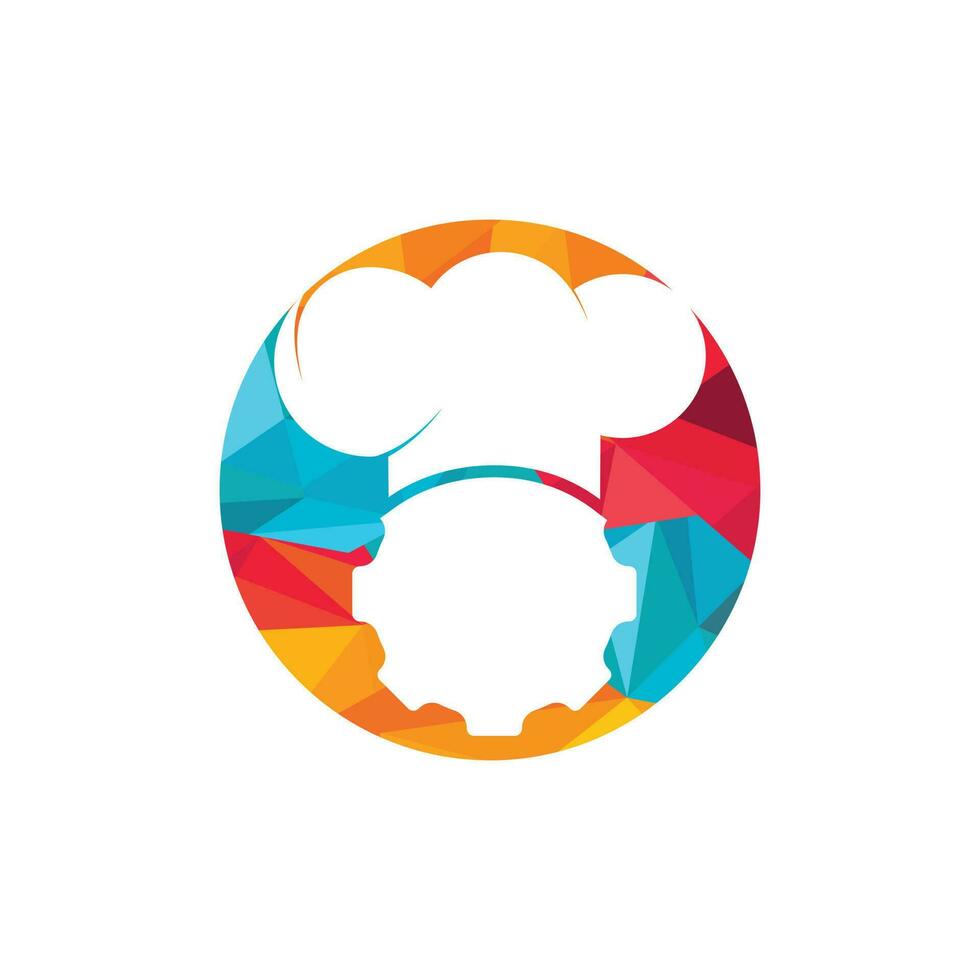 Chef gear vector logo design. Cog wheel and chef hat icon design.