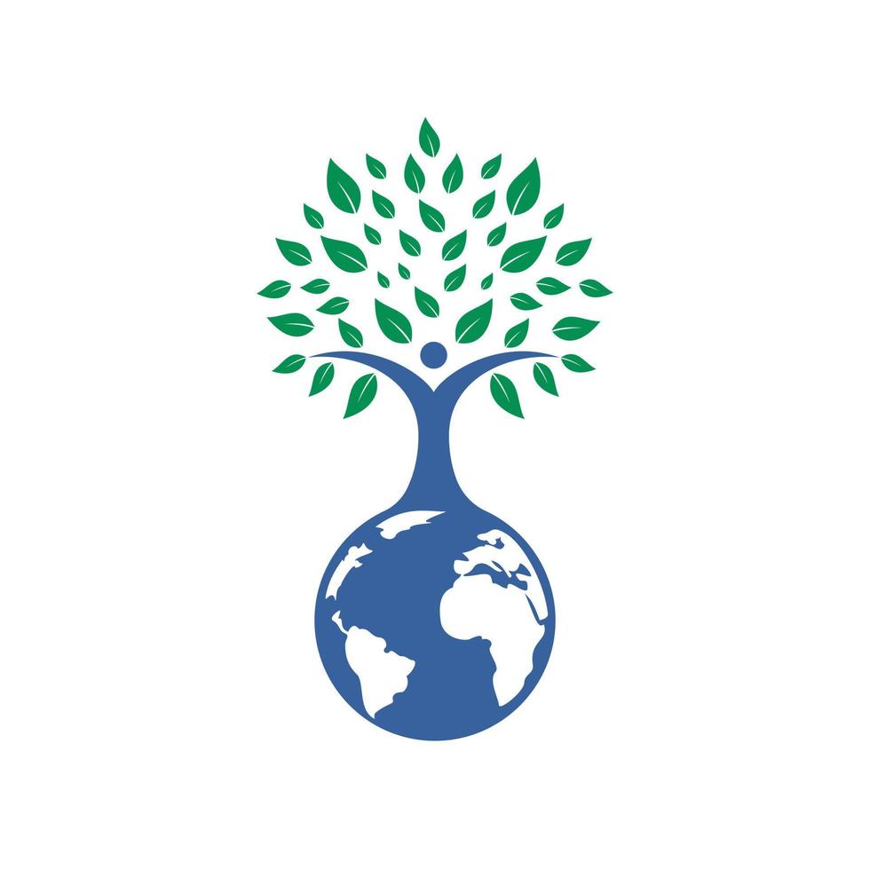 plantilla de diseño de logotipo de vector de árbol humano global.