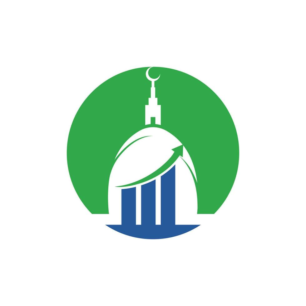 Islamic chart business vector logo design template. Mosque and bar chart icon design.