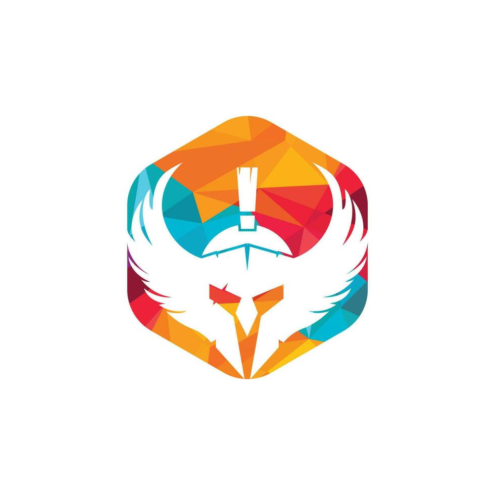 Spartan warrior with wings vector logo design. Warrior knight logo concept design.