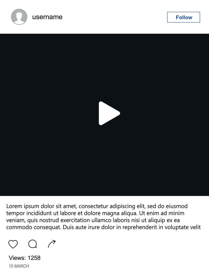 Social media video player . Vector