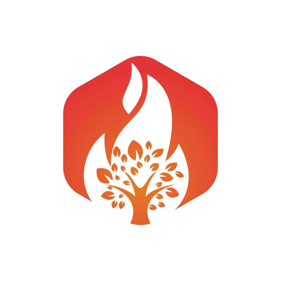 Fire Tree vector logo design template.