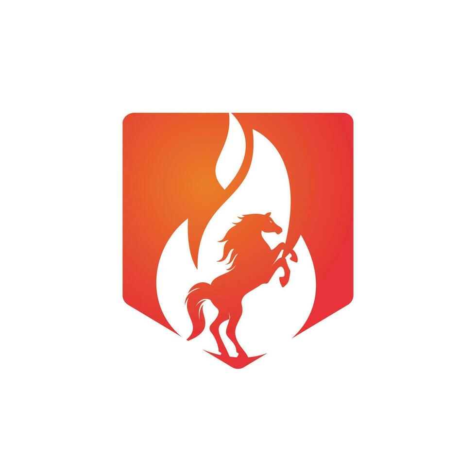 Burning horse in fire flame logo vector design template. Speed, freedom and strength symbol.