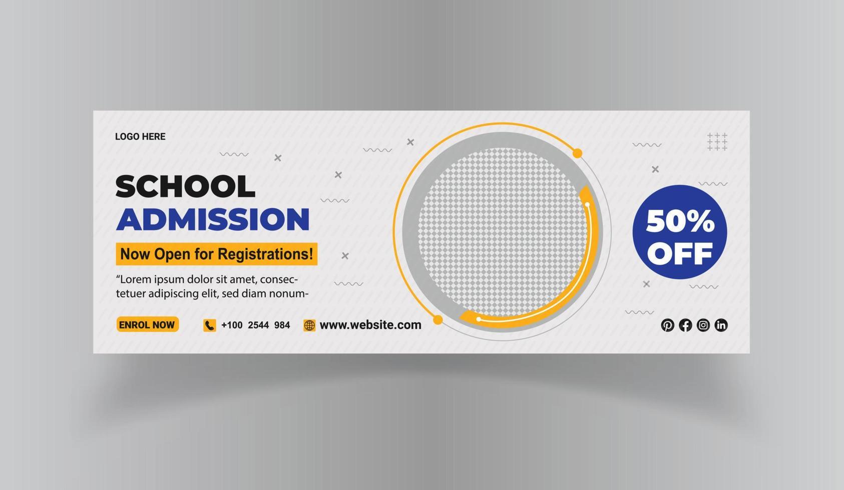 Kids school education admission timeline cover layout and web banner template vector