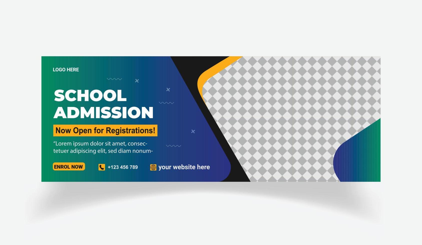 Kids school education admission timeline cover layout and web banner template vector