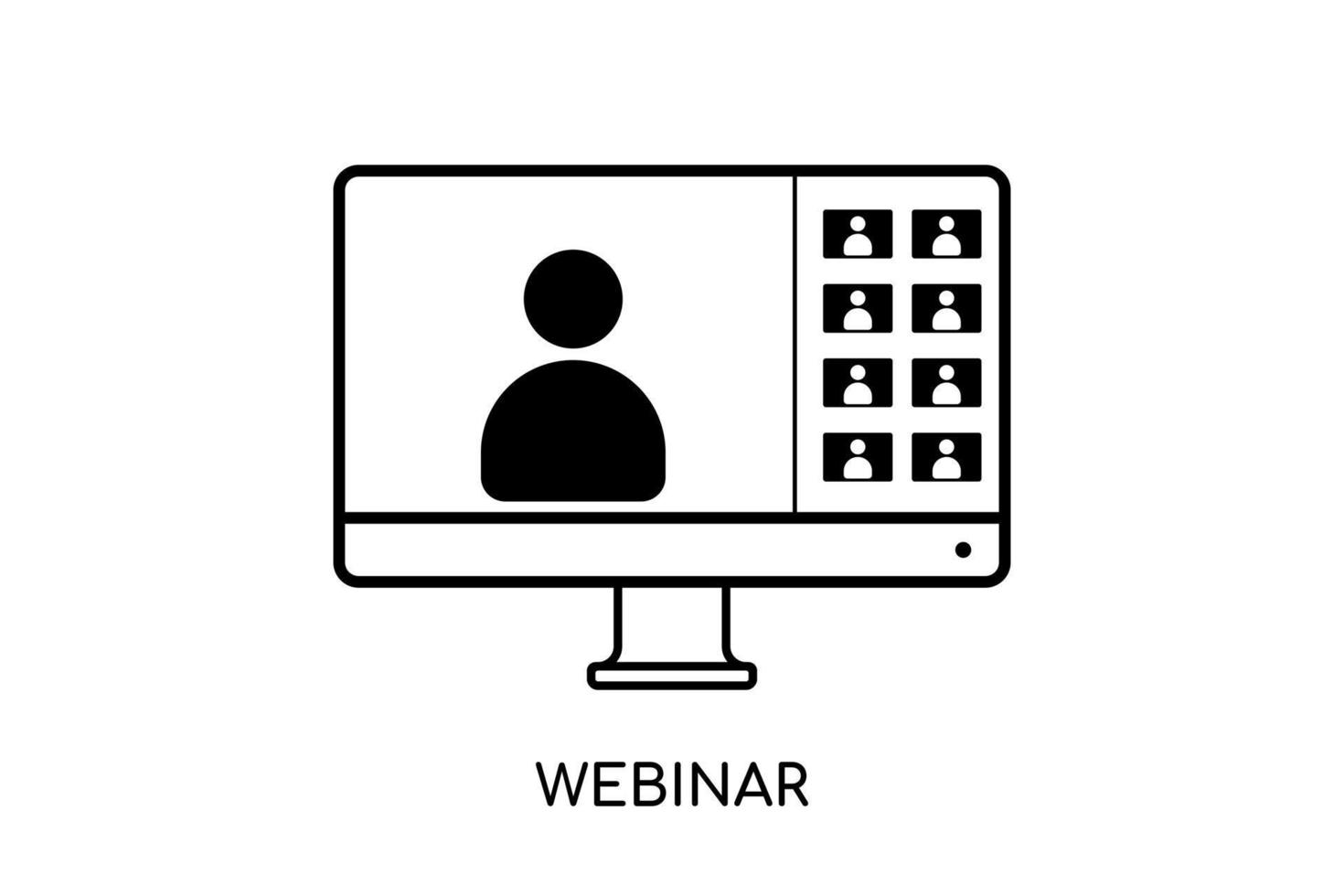 Online meeting, Teaching, webinar symbol icon. Outline style vector illustration