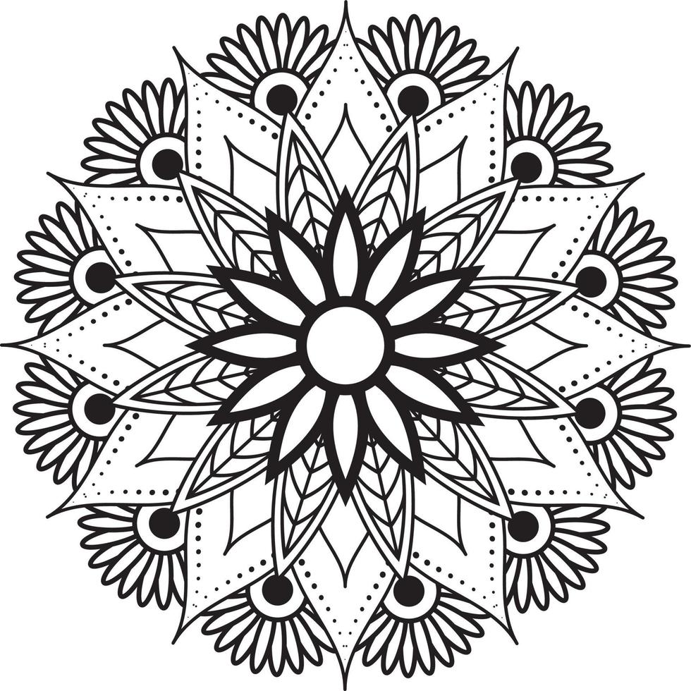dibujo a mano mandala patrón de flores para colorear página, 11170751  Vector en Vecteezy