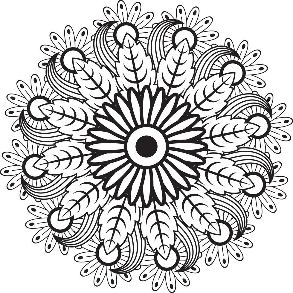 Hand drawing mandala flower pattern coloring page, vector