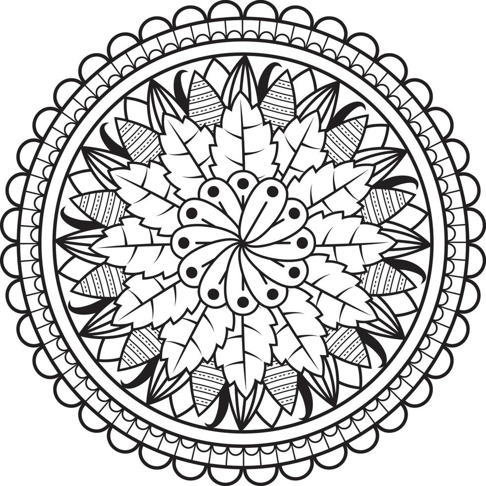 Hand drawing mandala flower pattern coloring page, vector