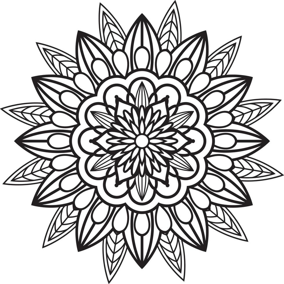 Hand drawing mandala flower pattern coloring page, vector