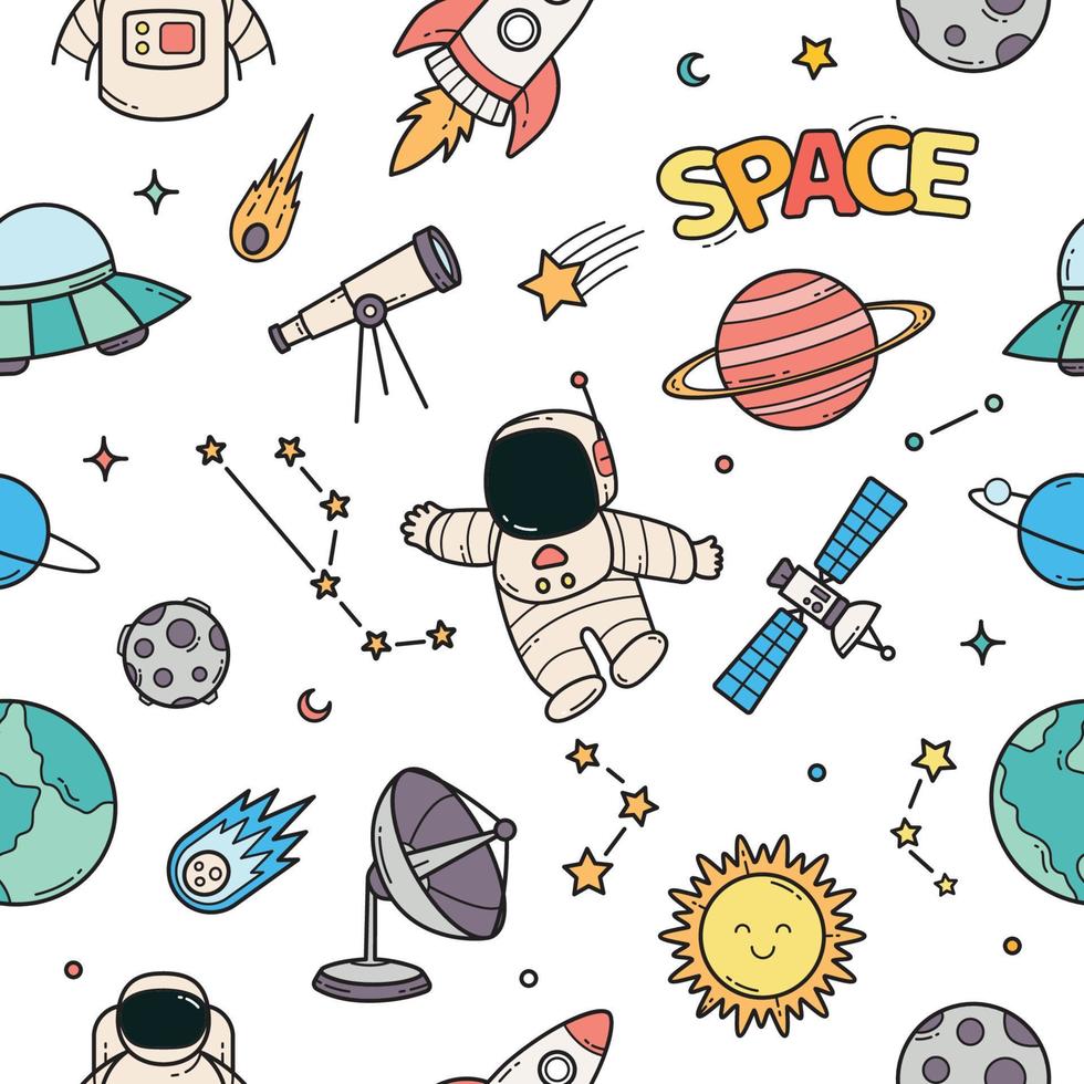 Space doodle seamless pattern wallpaper vector illustration 11170856