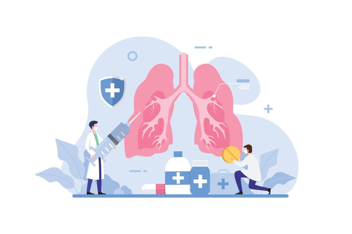 Ilustración de vector de concepto de diseño de sistema pulmonar de tratamiento médico y de salud