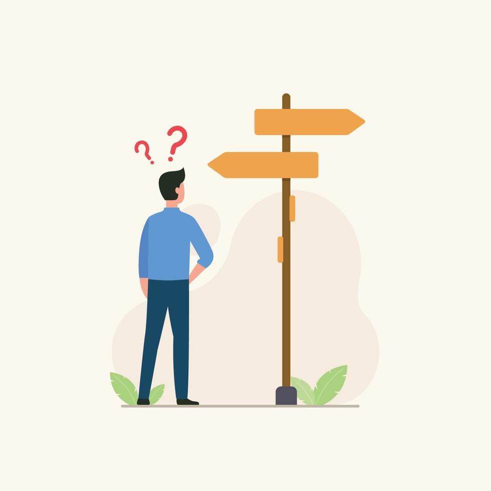 Business decision making, career path, work direction or leadership to choose the right way to success concept vector illustration