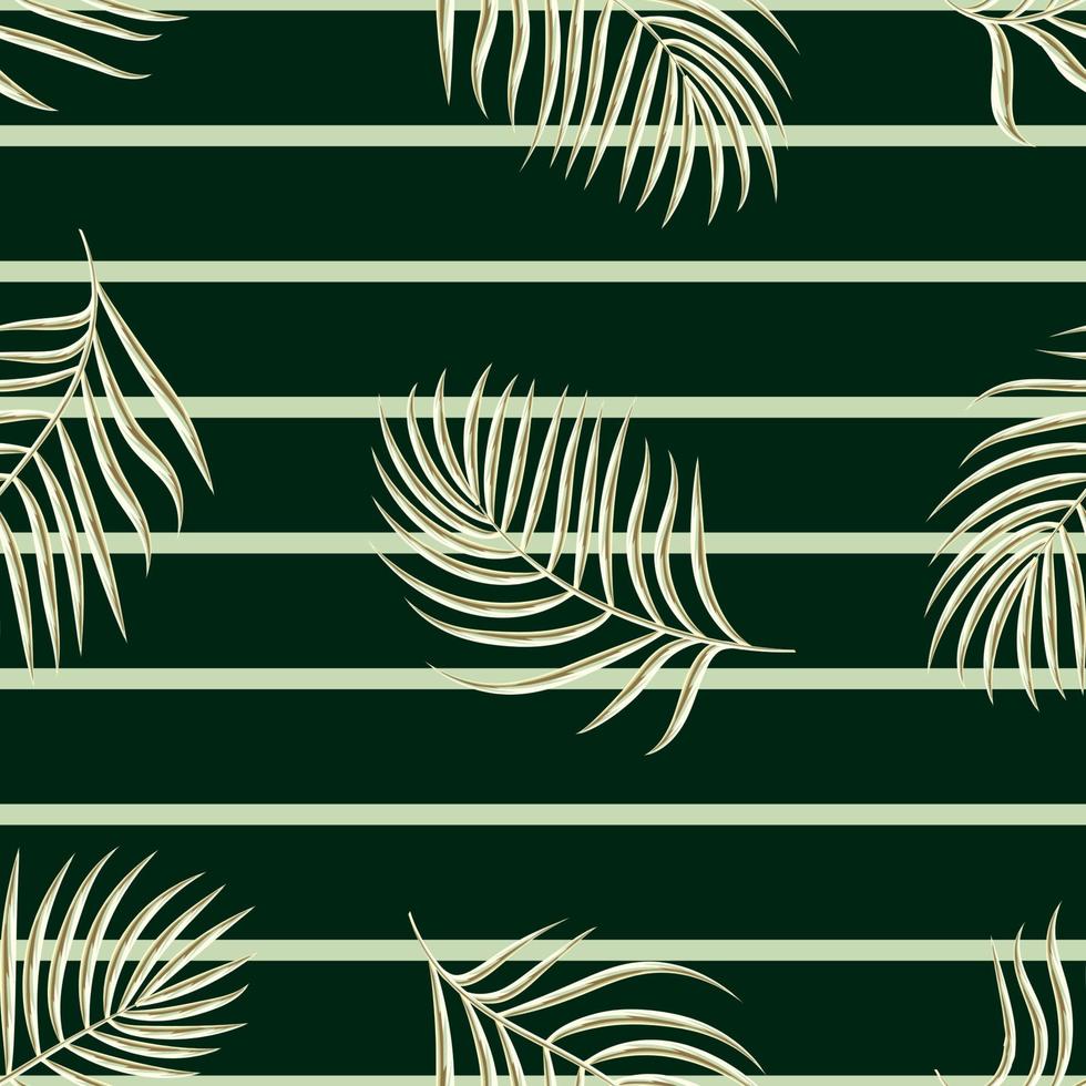 bright tropical palm leaves seamless pattern vector design with line art on dark background. fashionable print texture for cloth or textile. Exotic tropic. Summer design. nature wallpaper decorative
