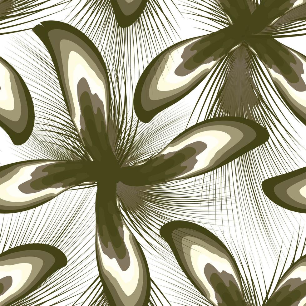 las plantas tropicales monocromáticas verdes dejan un patrón sin fisuras. de moda para imprimir textiles. diseño de ilustración vectorial. papel pintado de interiores. fondo de la naturaleza. trópicos exóticos. diseño de verano. primavera vector