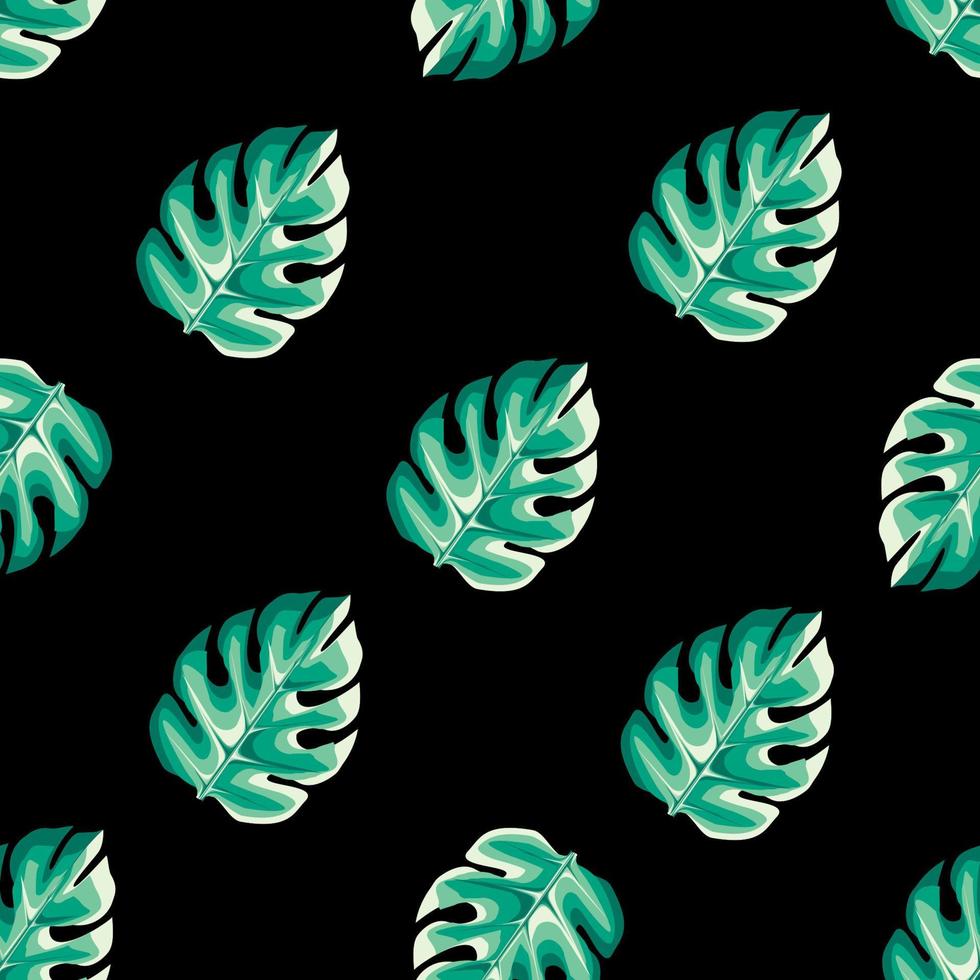 monstera plants leaves seamless pattern with green monochromatic color style. vector design. nature background. tropical wallpaper decorative. Exotic tropics. Summer design. fashion print texture