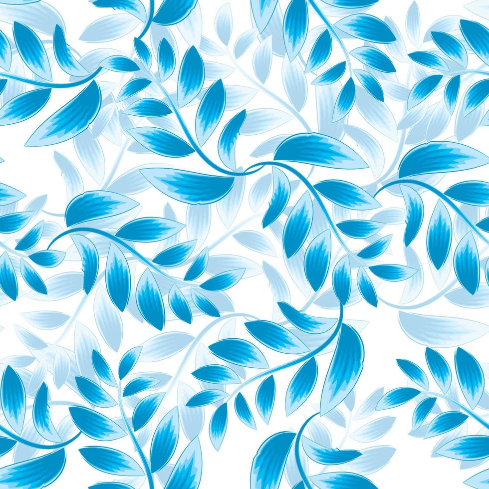 sky blue color leaves plants seamless tropical pattern with