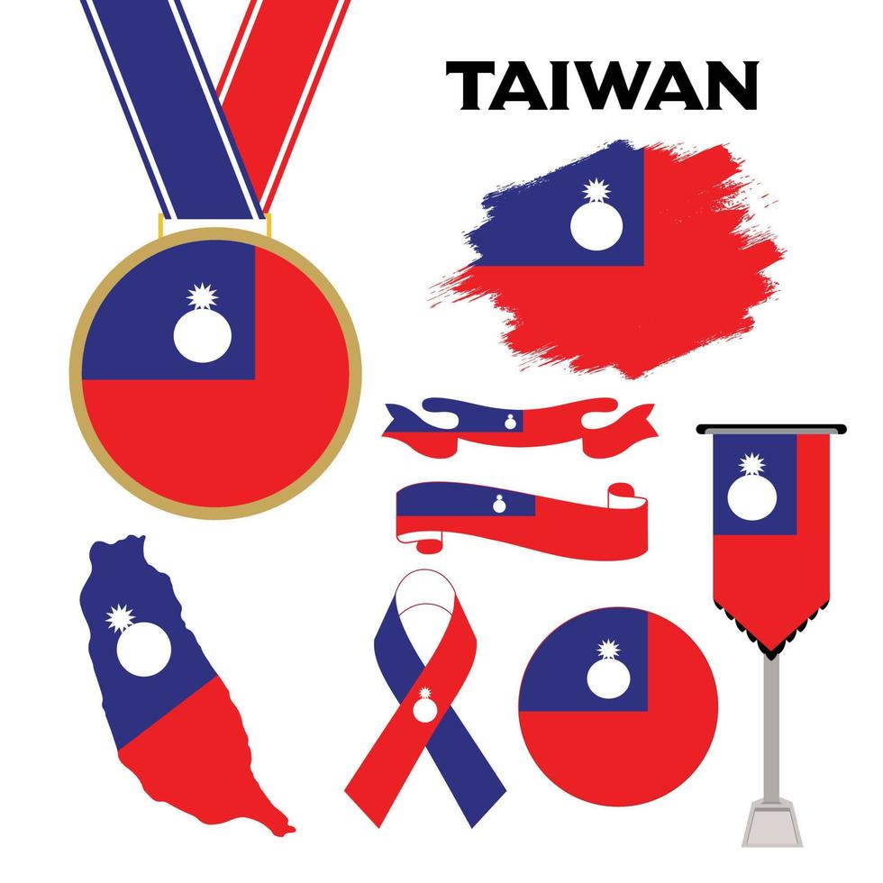 Elements Collection With The Flag of Taiwan Design Template vector