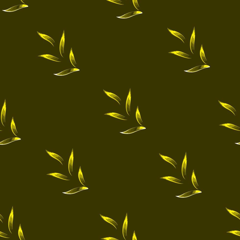 green tropical leaves vector design seamless pattern fashionable with shining plants and foliage on dark background. fabic print texture. Exotic tropics decorative. Summer design. nature wallpaper