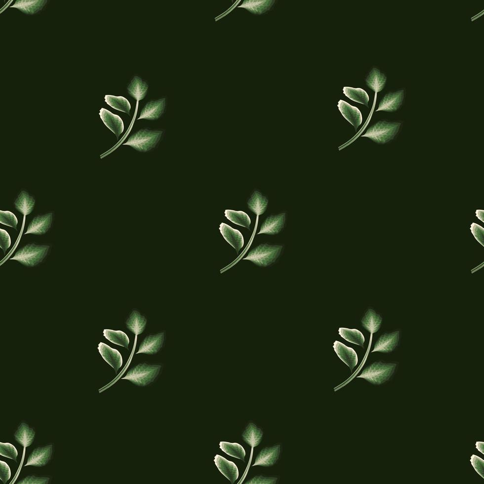 color verde claro plantas tropicales hojas ilustración textura decorativa patrón sin costuras sobre fondo oscuro. trópicos exóticos. diseño temático de verano. papel pintado tropical. textura de estampados de moda vector