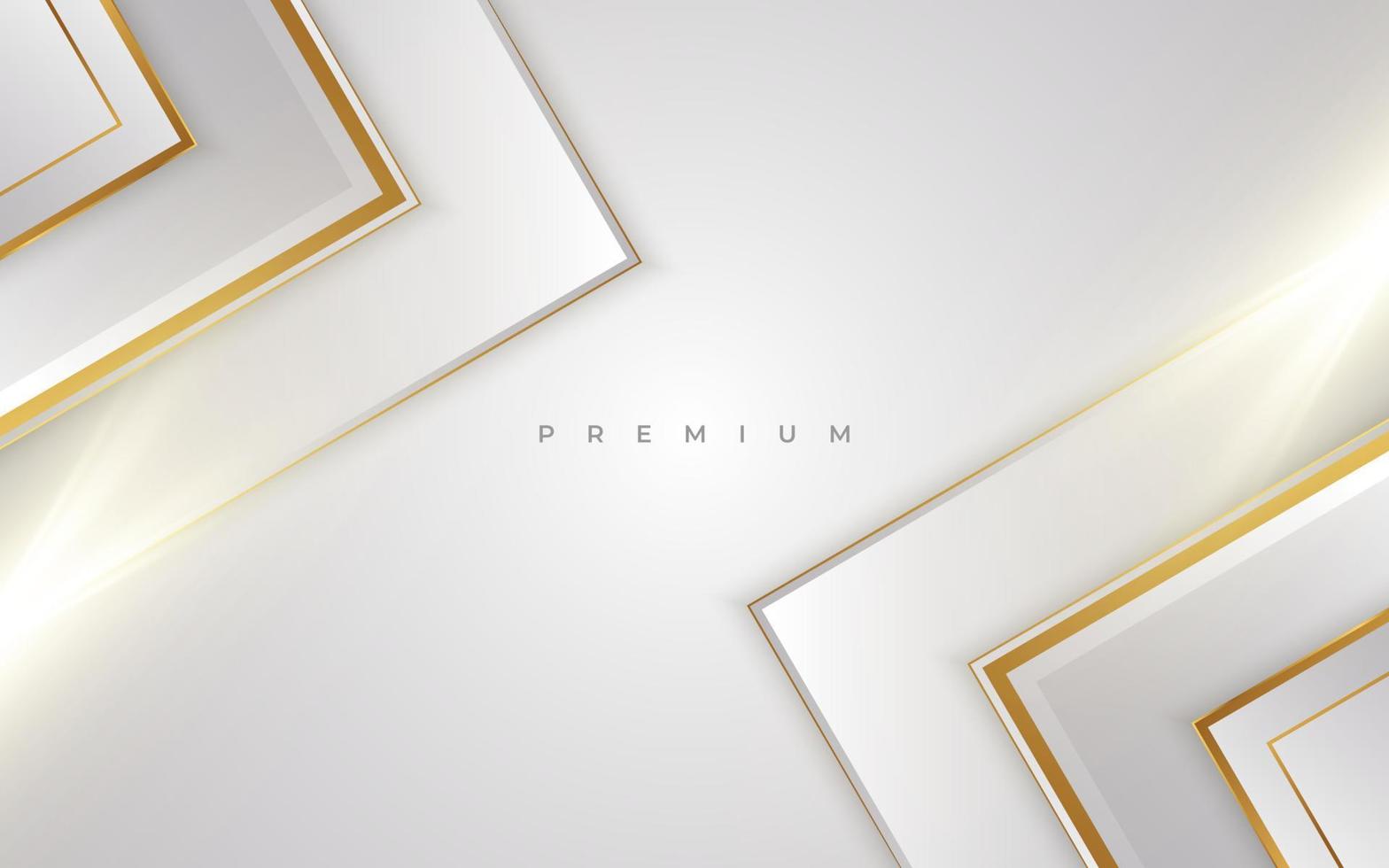 Luxury White and Gold Background with Golden Lines and Paper Cut Style. Premium Gray and Gold Background for Award, Nomination, Ceremony, Formal Invitation or Certificate Design vector