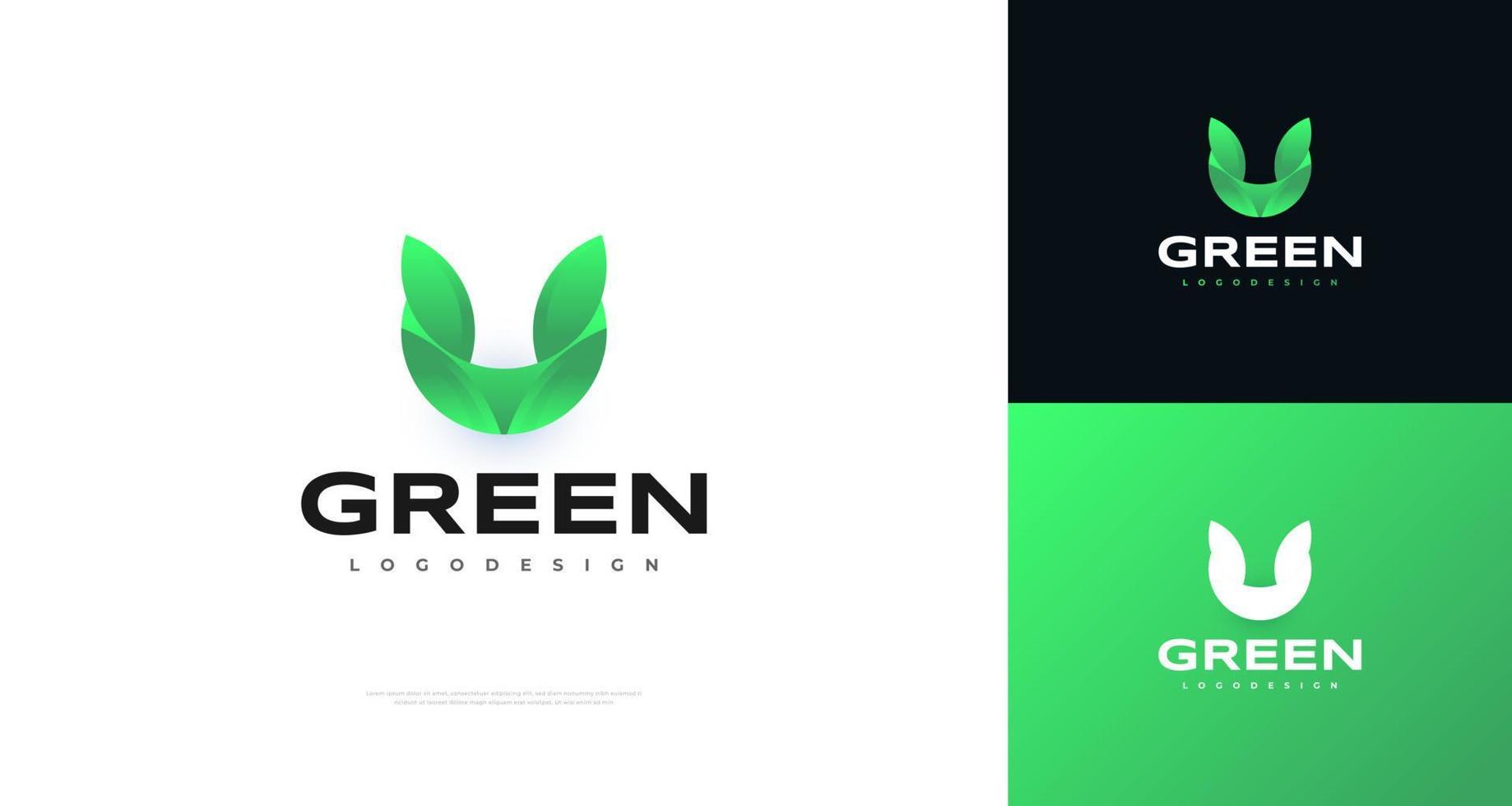 logotipo de la letra u con el concepto de hoja verde. adecuado para logotipos de la industria de la salud, spa, hierbas y naturales vector