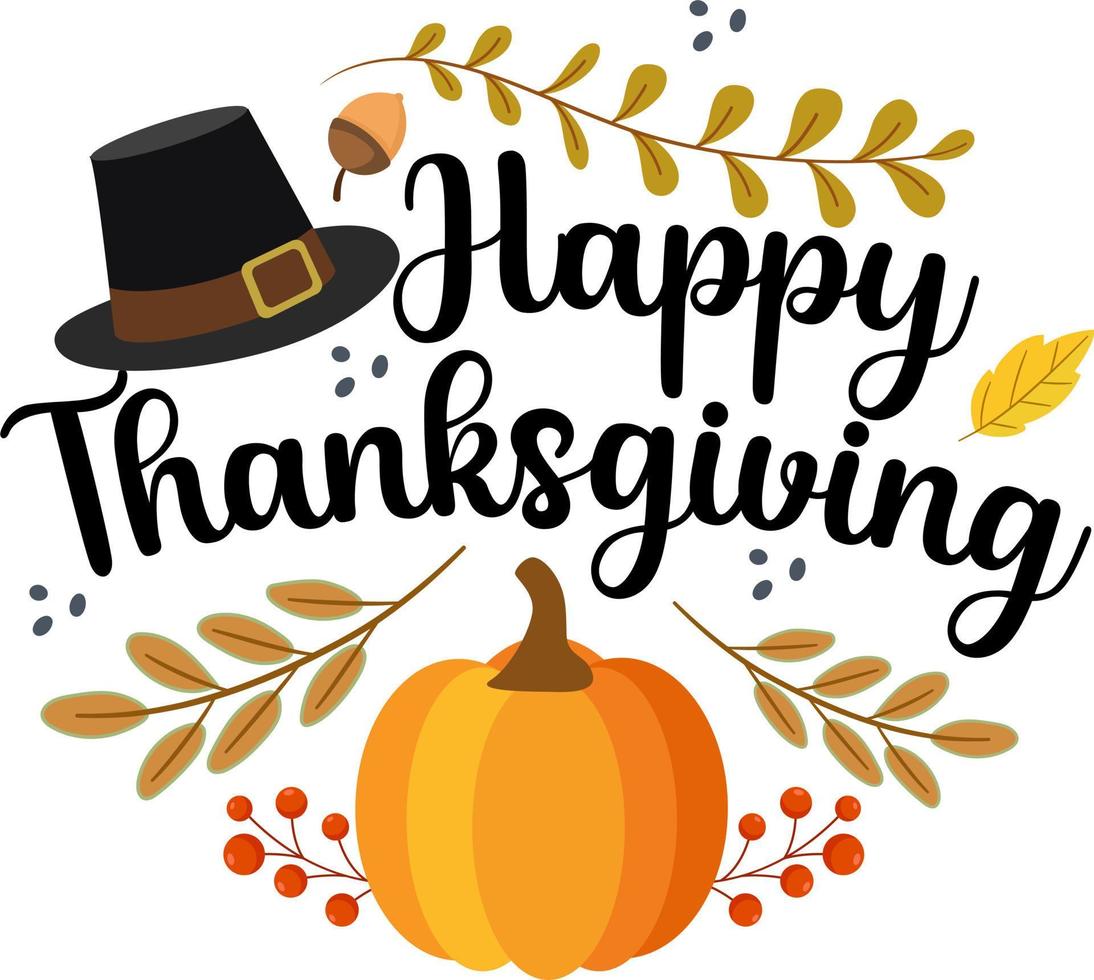 Happy Thanksgiving lettering on white background 11171138 Vector Art at  Vecteezy