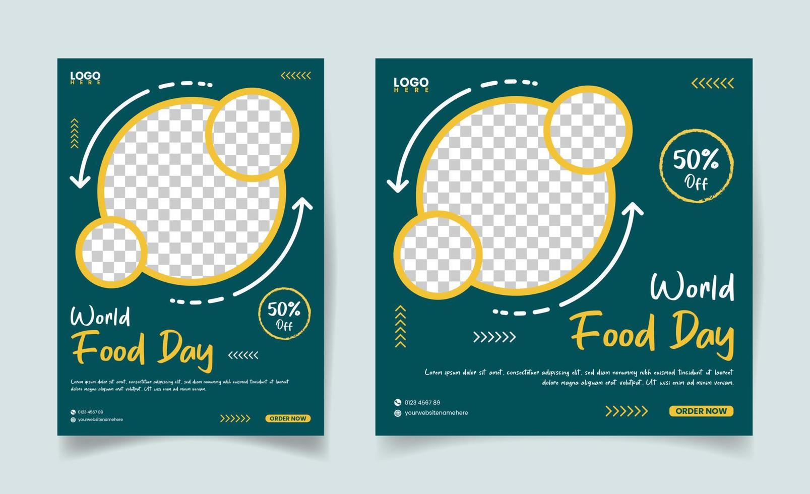 world food day design template for flyer and social media post vector