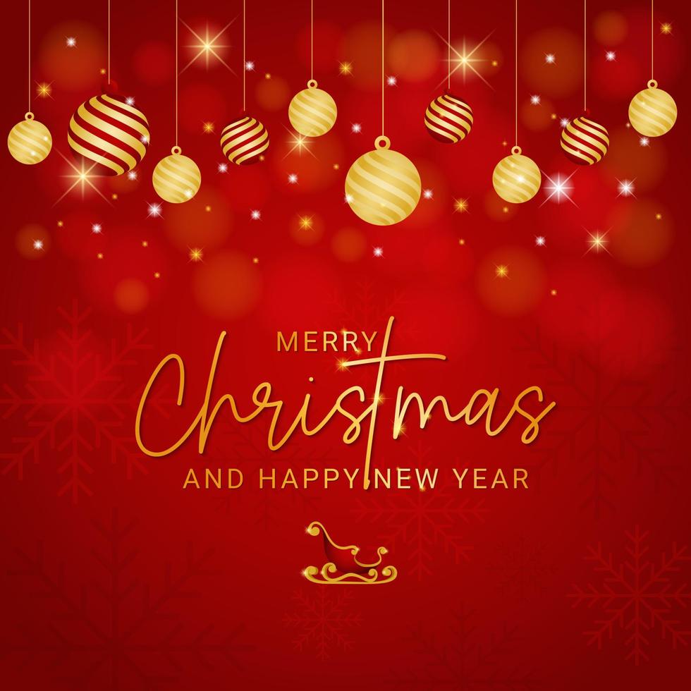 Merry christmas and happy new year with christmas ball and sparkling banner vector