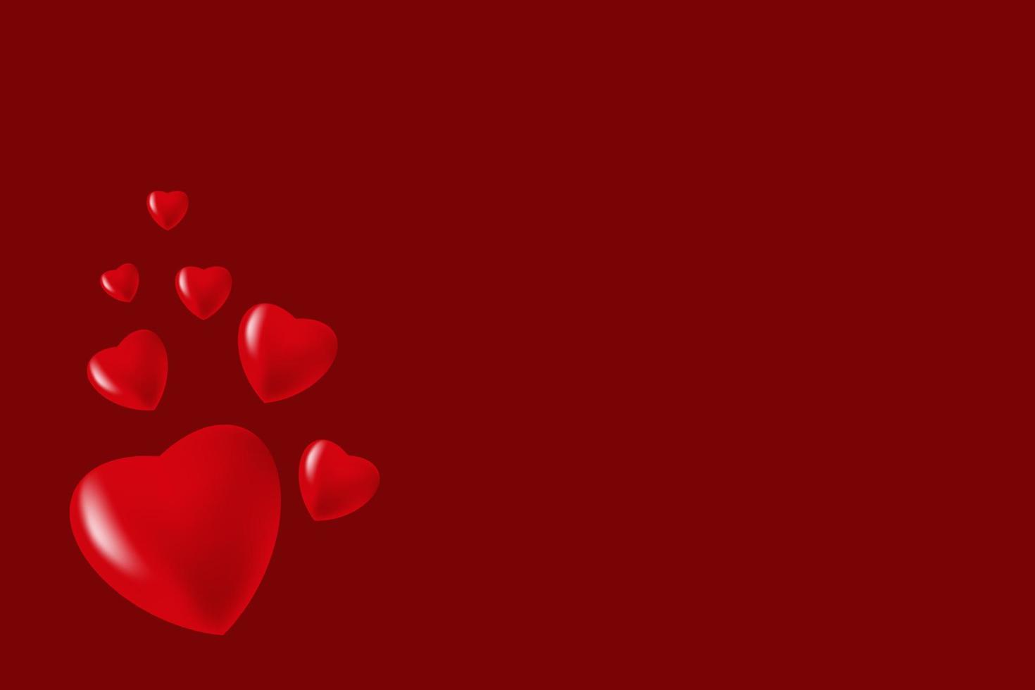 corazones rojos 3d. fondo del día de san valentín. vector. vector