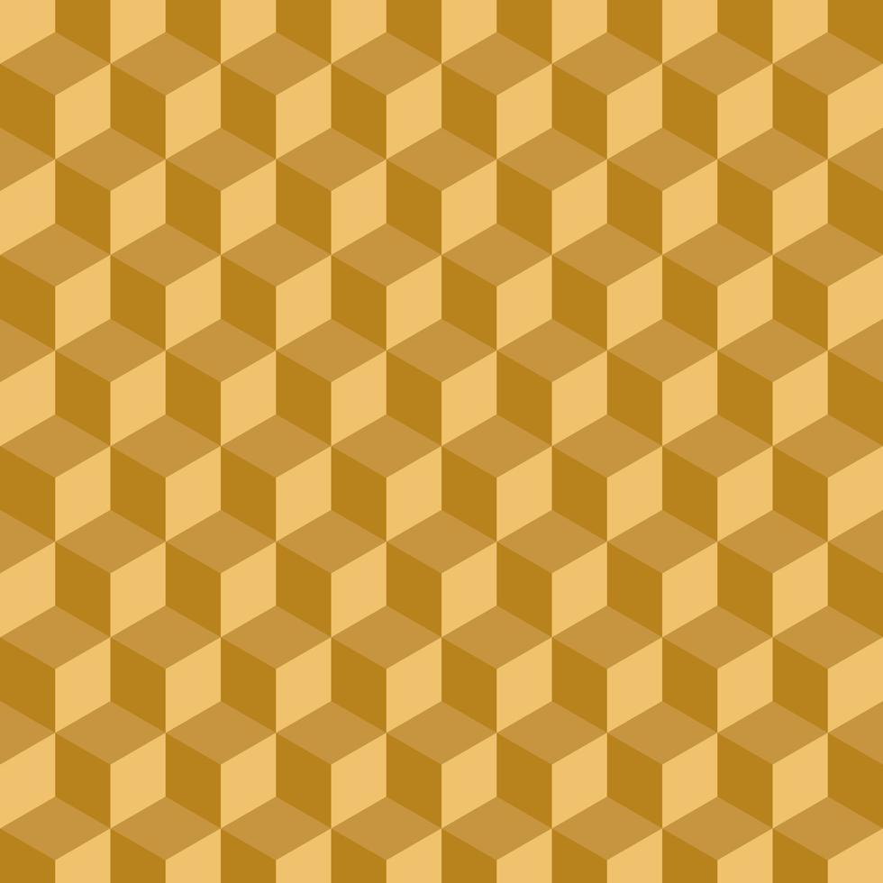 Gold geometric 3d cubes pattern. Abstract background. vector