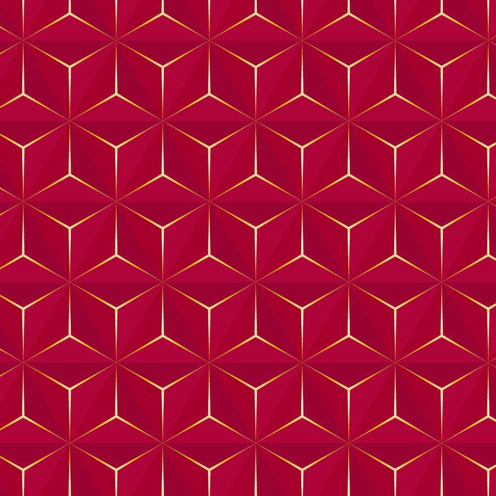 Red gold geometric 3d pattern. Abstract background. vector