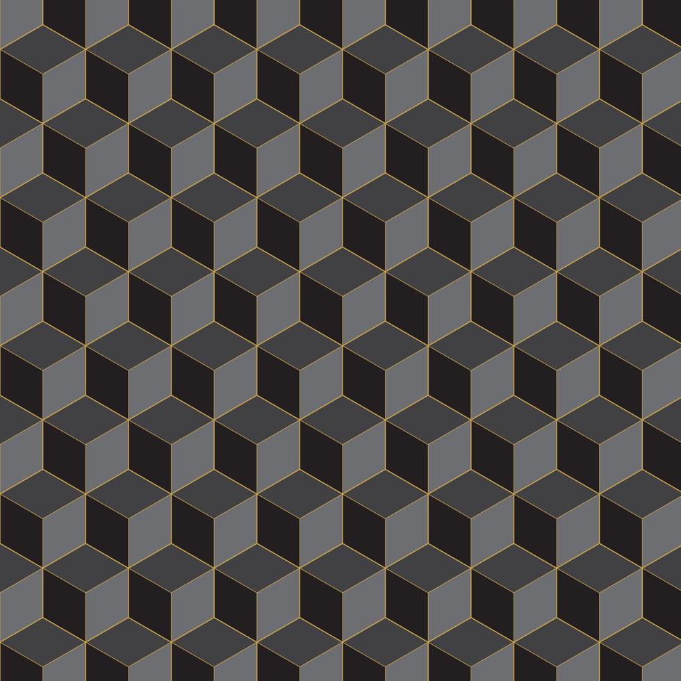 Black geometric 3d cubes pattern. Abstract background. vector
