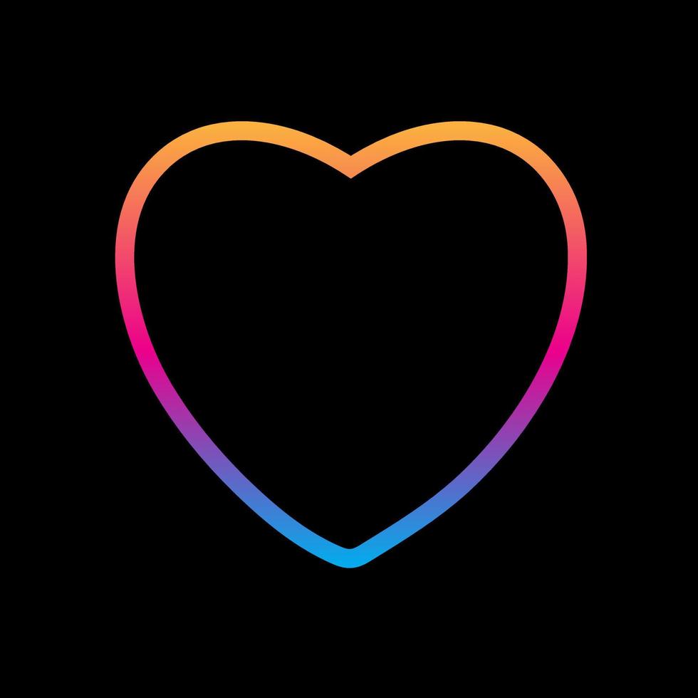 silueta de arco iris de un corazón sobre un fondo negro. ilustración vectorial vector