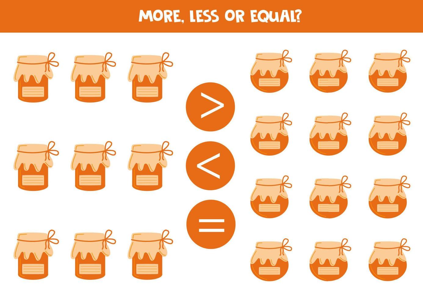 More, less, equal with hand drawn jams. vector